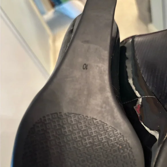 Tory Burch Navy Peep-Toe Flats - Picture 8 of 12